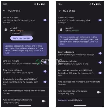 Đã bật RCS trong ứng dụng Google Messages