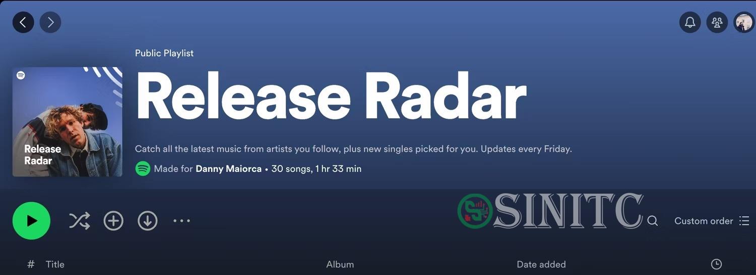 Danh sách phát Release Radar trên Spotify