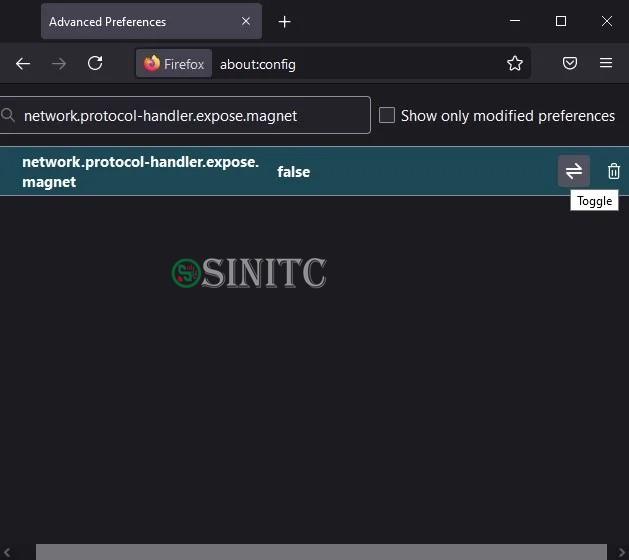 Tìm kiếm network.protocol-handler.expose.magnet trên trang đó