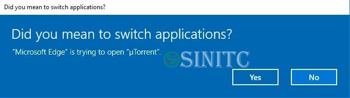 Lời nhắc hỏi xem bạn có muốn mở magnet link bằng ứng dụng Bittorrent của mình hay không
