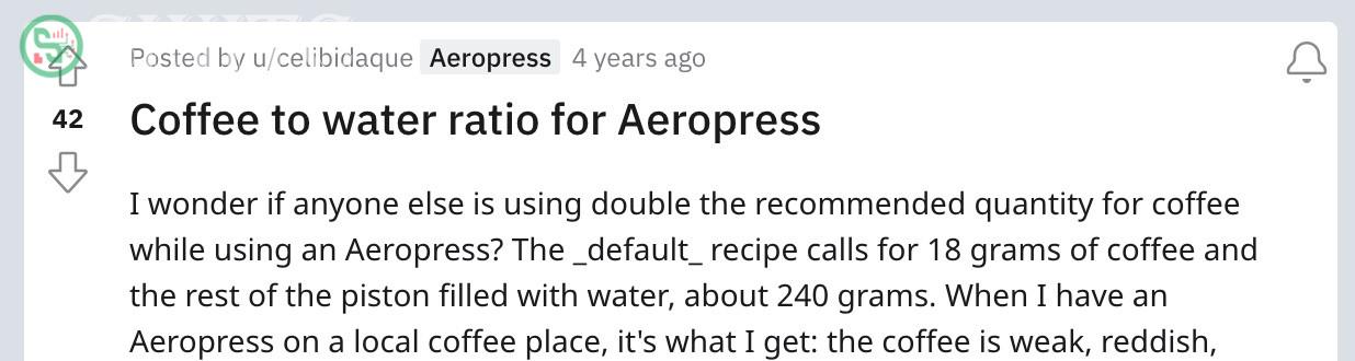 Đăng bài về AeroPress trên /r/coffee subreddit