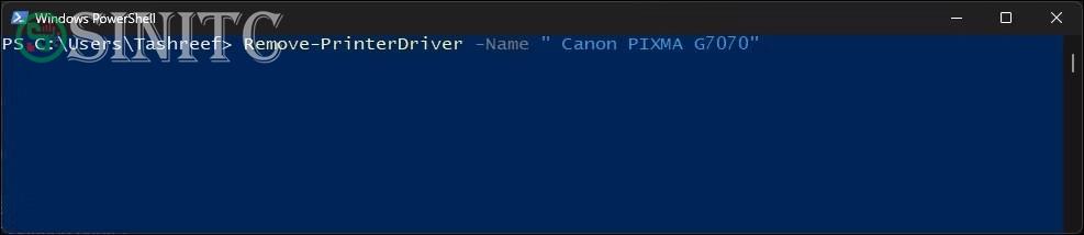 PowerShell chạy lệnh xóa máy in