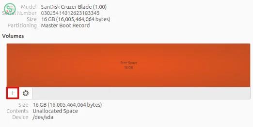 Biểu tượng "+" để thêm phân vùng mới vào ổ đĩa.