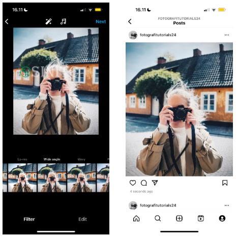 Một bức ảnh trên Instagram với bộ lọc Wide Angle