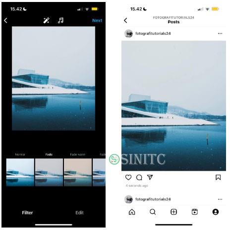 Ảnh Instagram có áp dụng bộ lọc Fade