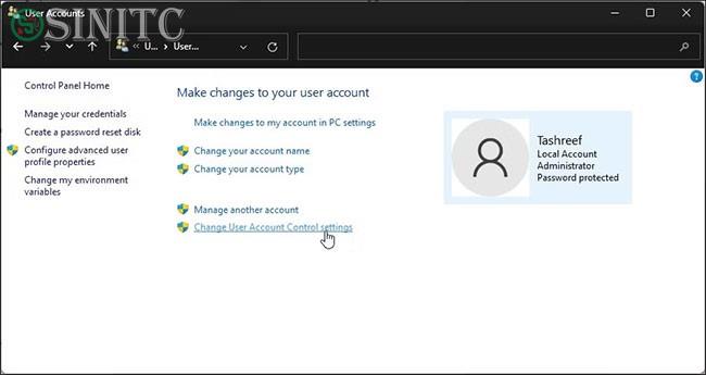 Thay đổi cài đặt User Account Control