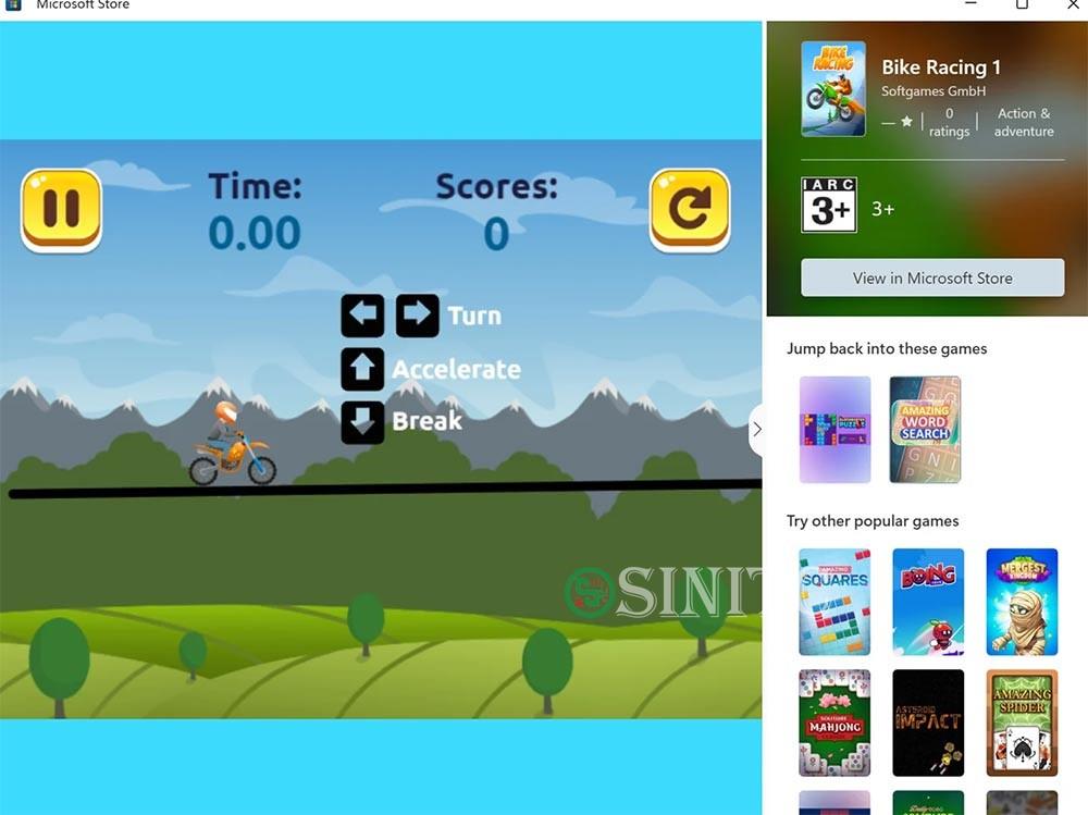 Giao diện game Arcade Microsoft Store