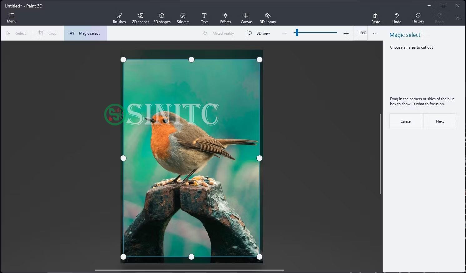 Ứng dụng Paint 3D với Magic Select trong Windows 11