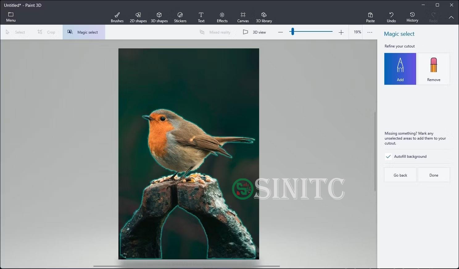 Lựa chọn đối tượng chính trong ứng dụng Paint 3D trên Windows 11