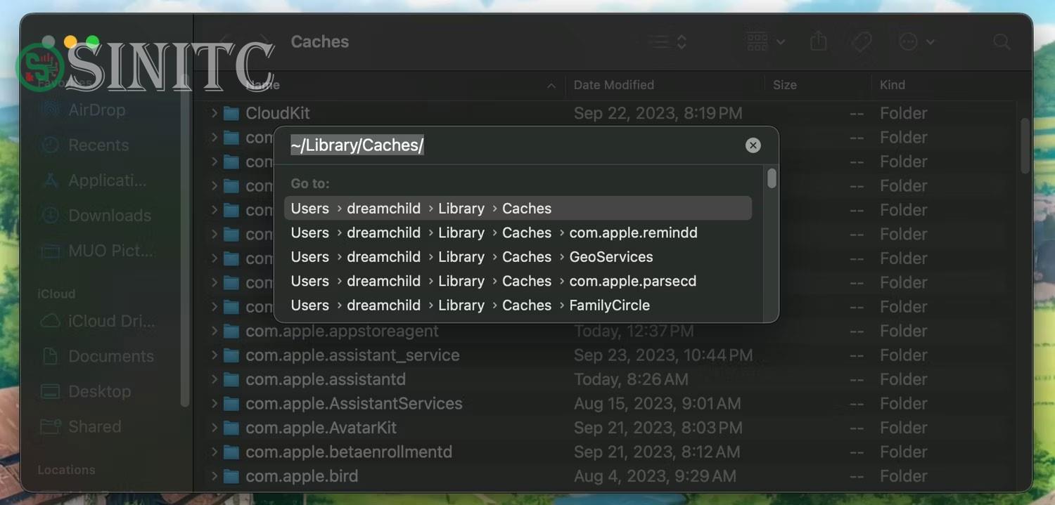 Xóa file cache bằng Finder trên macOS