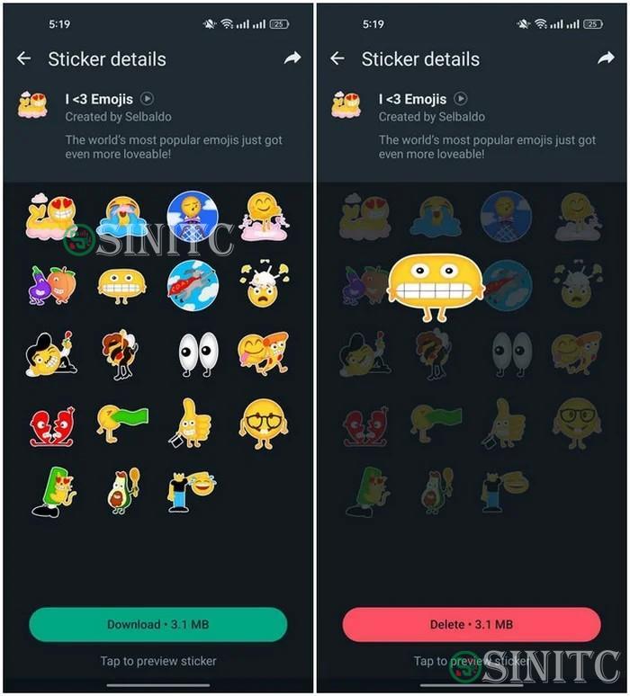 Gói sticker I <3 Emojis cho WhatsApp