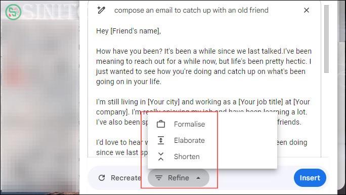 Chỉnh sửa email Gmail soạn bằng Gemini
