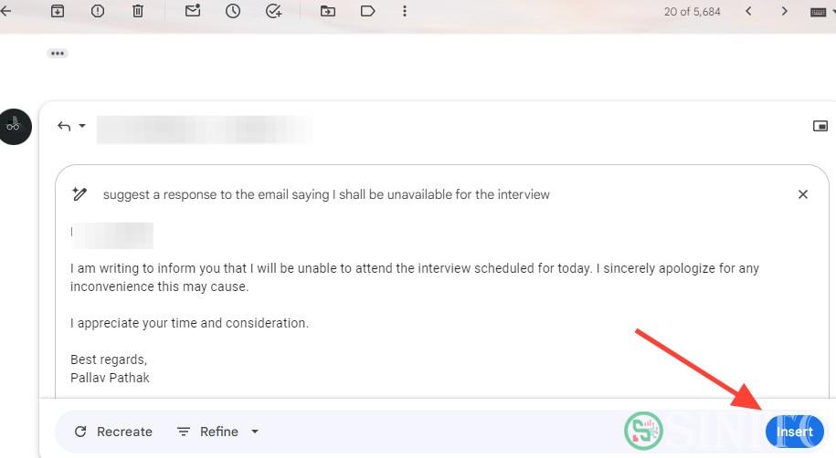 Email Gmail soạn bằng Gemini