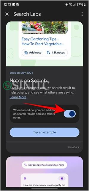 Kích hoạt Notes trong Search