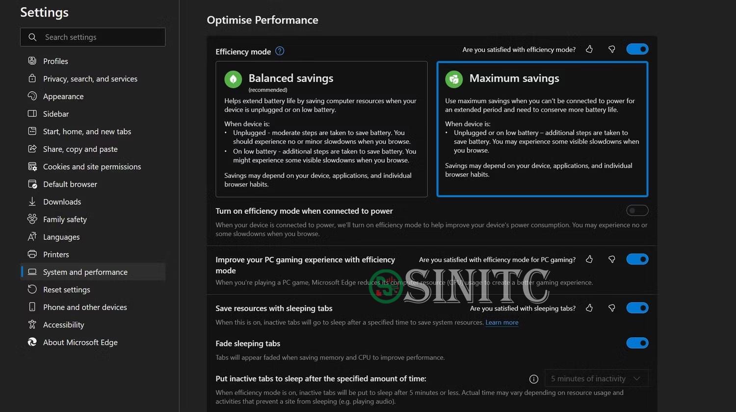 Bật và tùy chỉnh Efficiency Mode trong Microsoft Edge