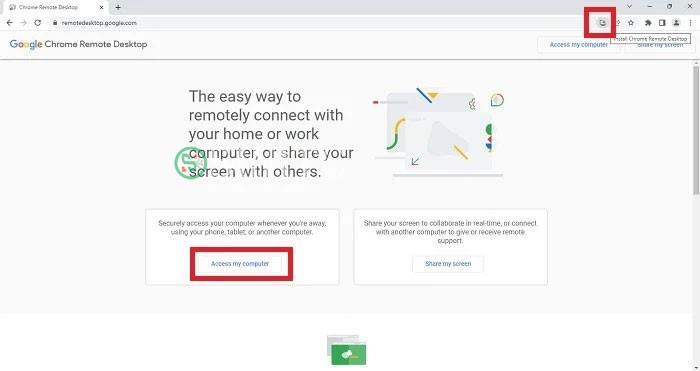 Cài đặt remote desktop bằng nút tải xuống trình duyệt.