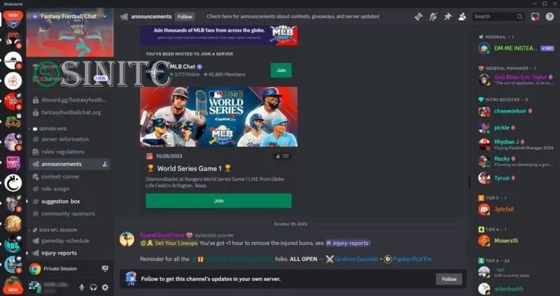 Fantasy Football Chat trên Discord.