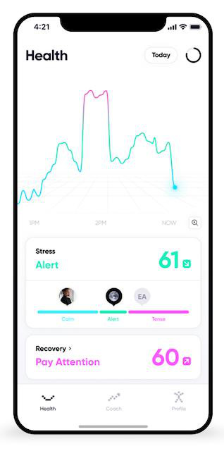 Ứng dụng kết nối với thiết bị để hiển thị các thông số cảm xúc cho người dùng - Ảnh: Happy Health