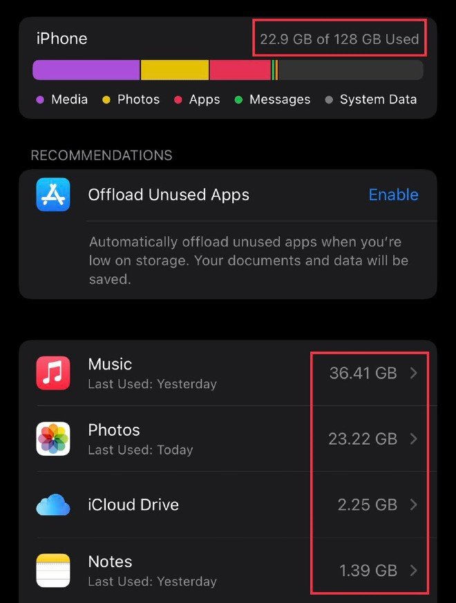 iOS 15 báo dung lượng đầy mặc dù iPhone vẫn còn trống nhiều không gian lưu trữ